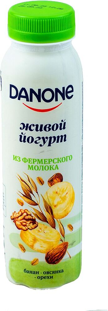 Йогурт питьевой с черникой, овсом и орехами "Danone" 270г, жирность: 1.5%
