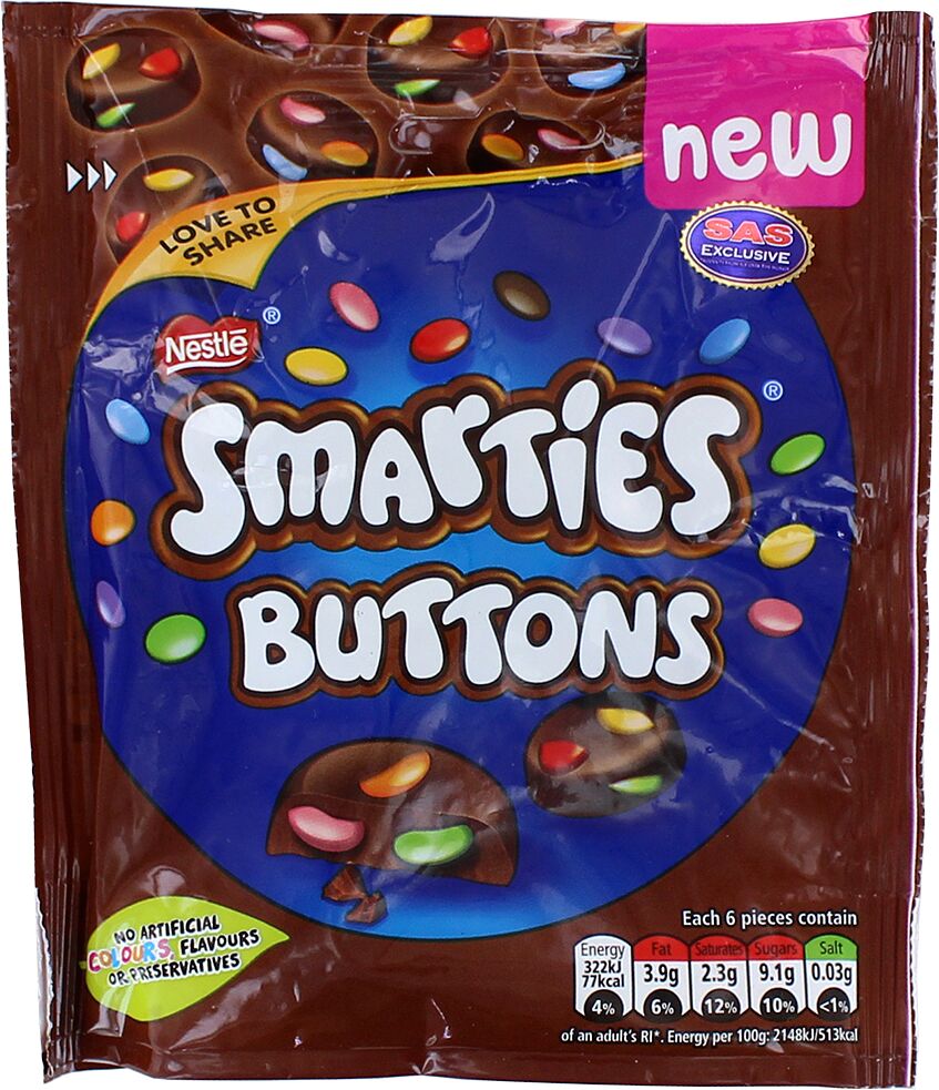 Шоколадные конфеты "Nestle Smarties buttons" 90г