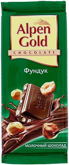Шоколадная плитка с фундуком ''Alpen Gold'' 90г 