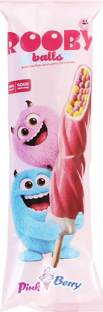 Vanilla ice cream with rice balls "Pink Berry Rooby Balls" 70g