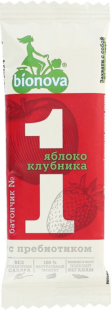 Nut stick with strawberry & apple "Bionova N1" 35g
