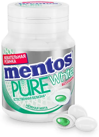 Жевательная резинка мятная "Mentos Pure White" 54г 
