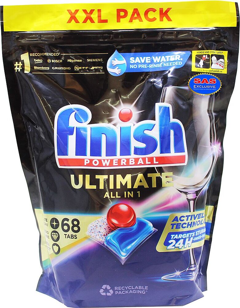Таблетки для посудомоечных машин "Finish Powerball Ultimate All In 1" 68 шт 