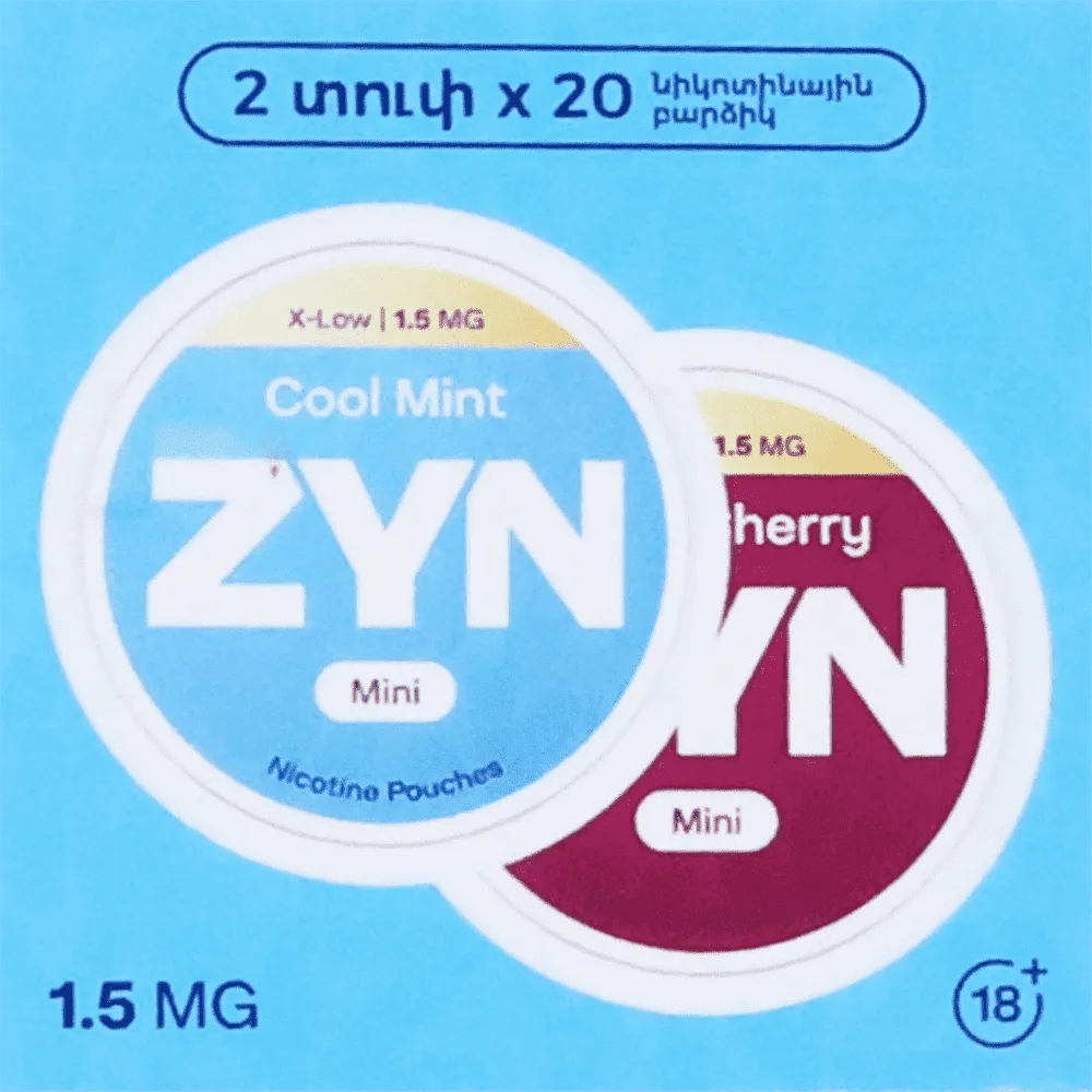 Nicotine mint & cherry flavored pouches "Zyn Cool Mint Black Cherry Mini" 2 pcs

