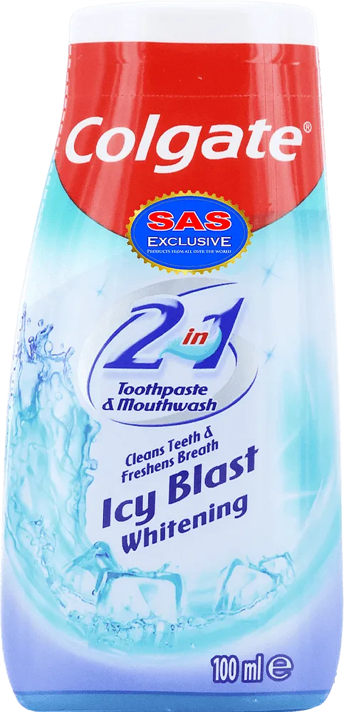 Зубная паста и ополаскиватель для рта "Colgate Icy Blast Whitening 2 in 1" 100мл