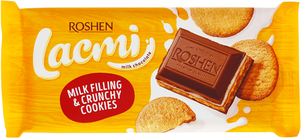 Chocolate bar with milk filling and crunchy cookies "Roshen Lacmi" 115g