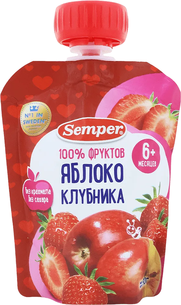 Пюре с яблоком и клубникой "Semper" 90г
