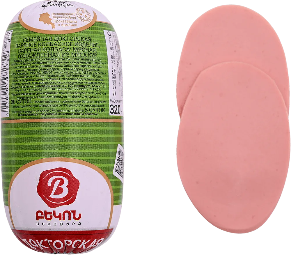 Boiled sausage product "Bacon Family Doctoral" 320g