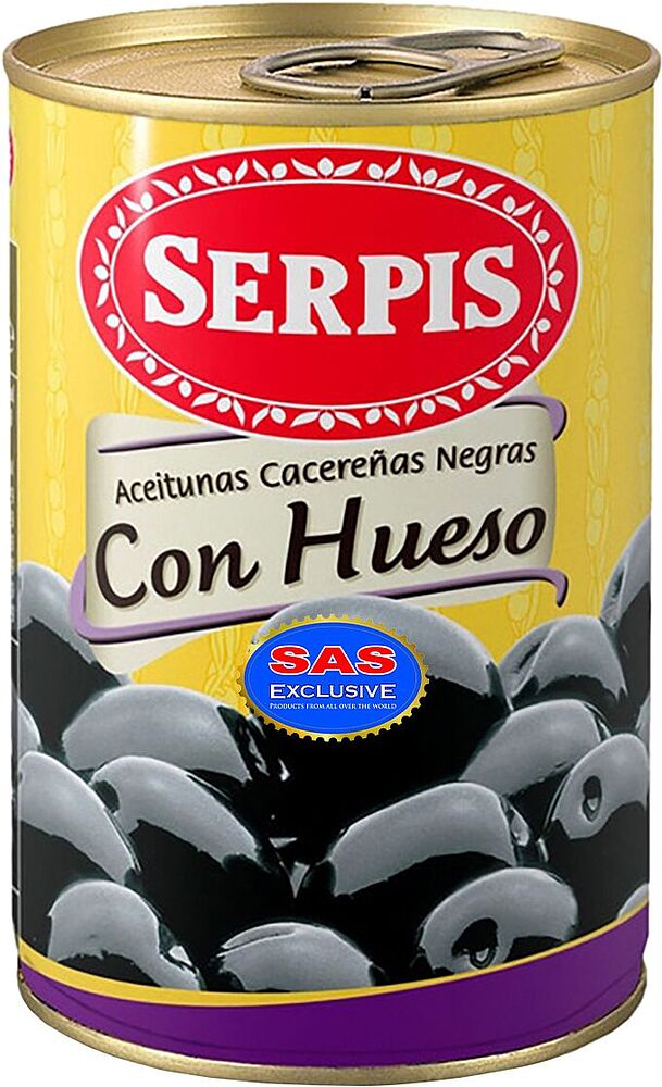Оливки черные с косточкой "Serpis" 300г