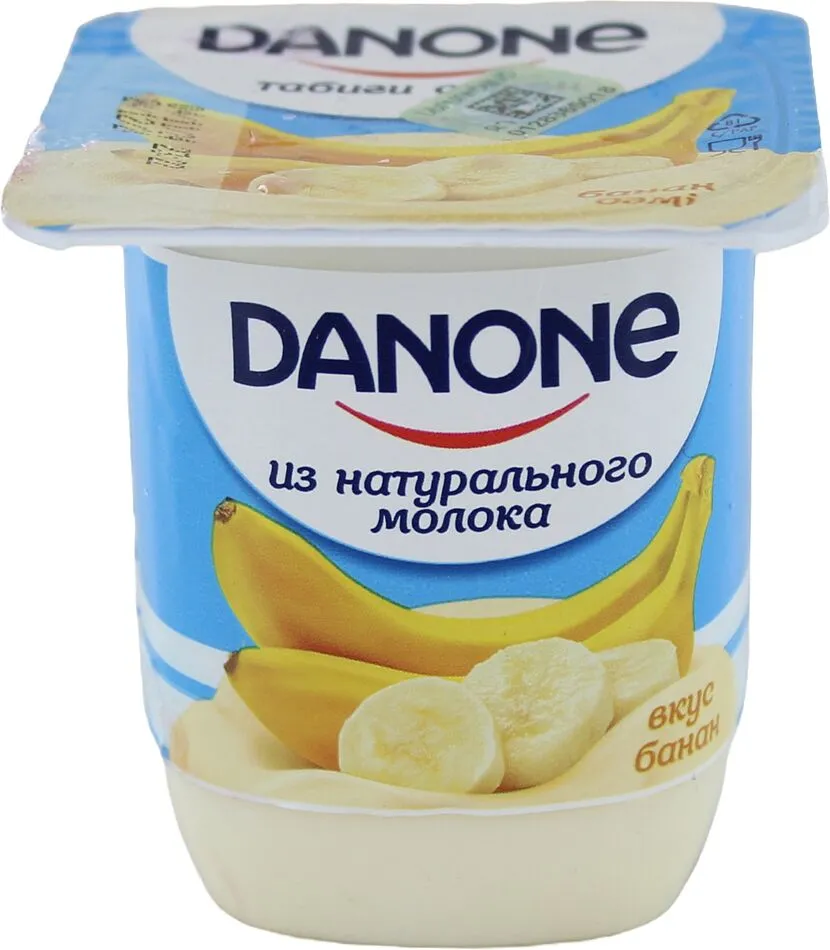 Yoghurt product with banana flavor "Danone" 100g, fat content: 1.2%
