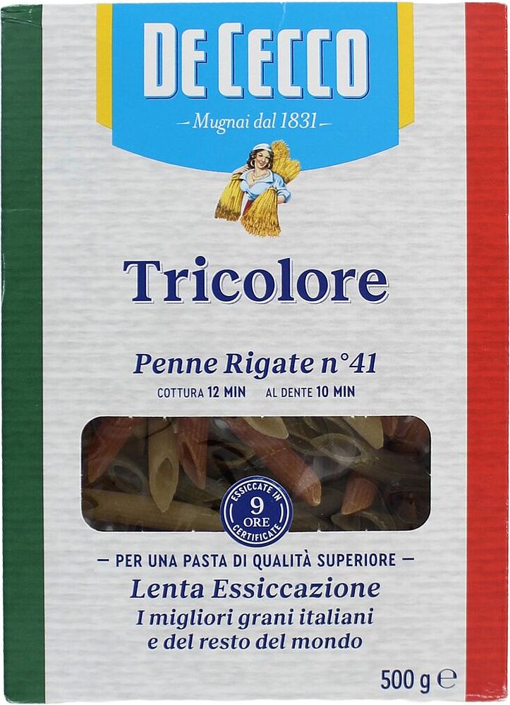 Pasta "De Cecco Penne Rigate Tricolore №41" 500g