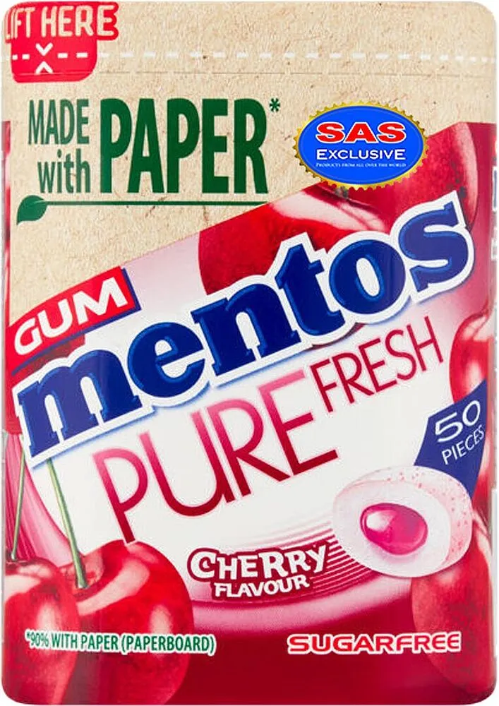 Cherry flavored chewing gum "Mentos Pure Fresh" 97g 
