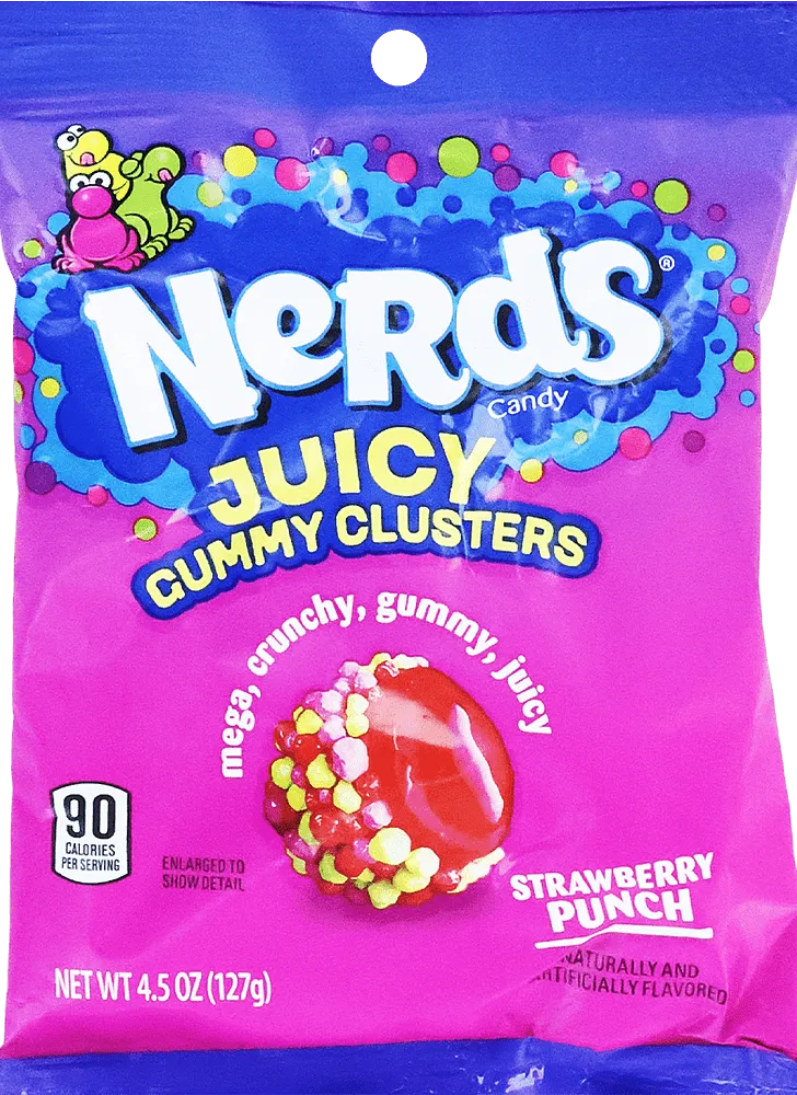 Մաստակ-կոնֆետ ելակի «Nerds Juicy Gummy Clusters Strawberry Punch» 127գ
