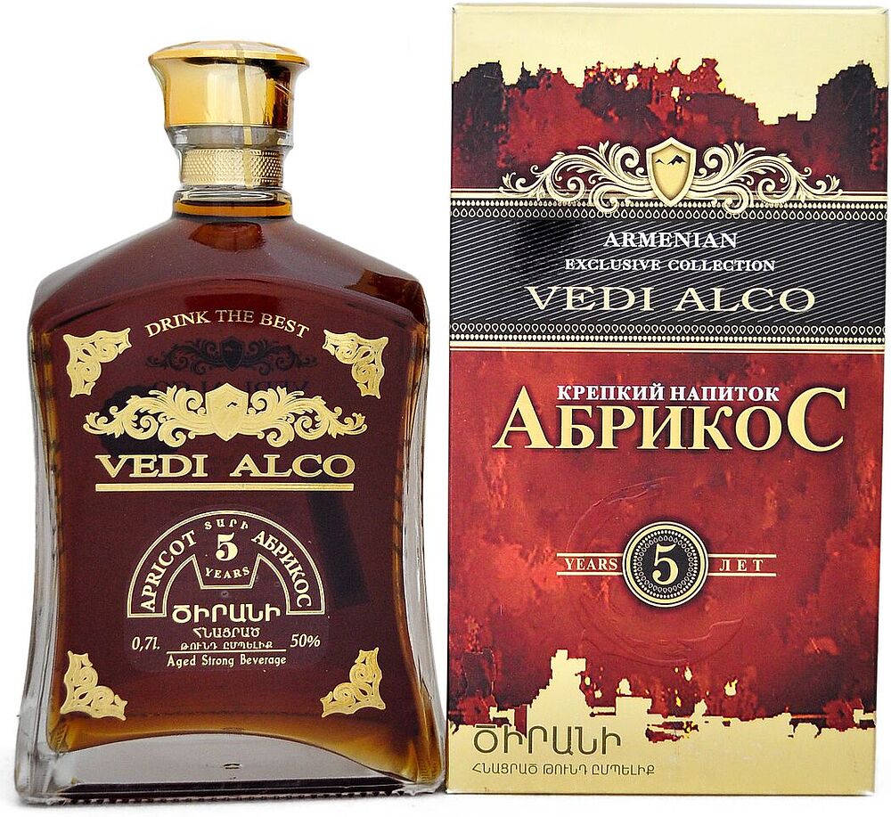 Strong alcoholic apricot drink "Vedi Alco"  0.7l
