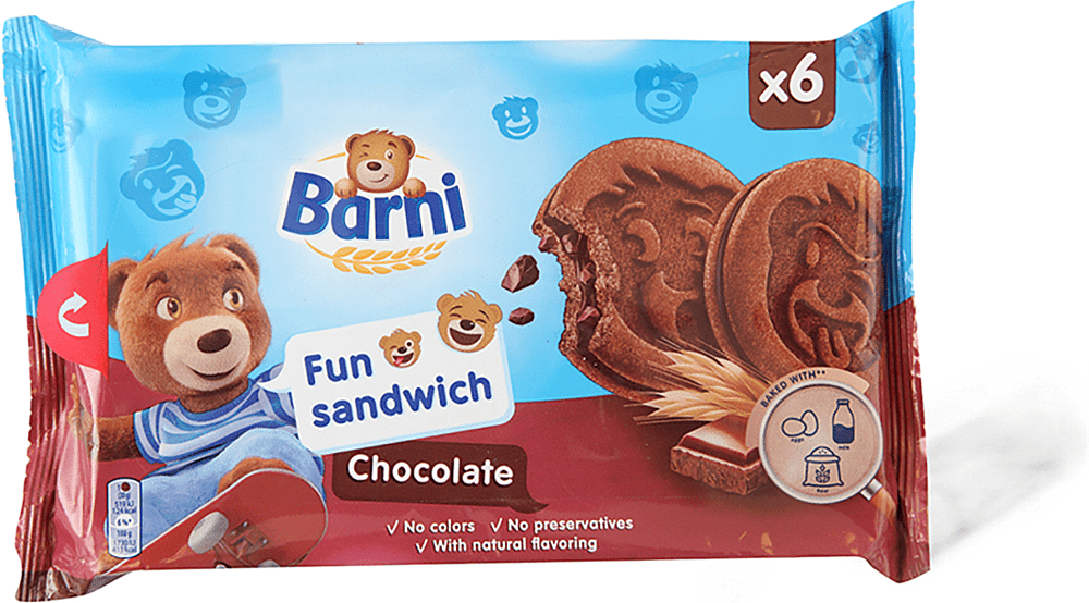 Biscuit with cocoa filling "Barni Fun Sandwich" 180g