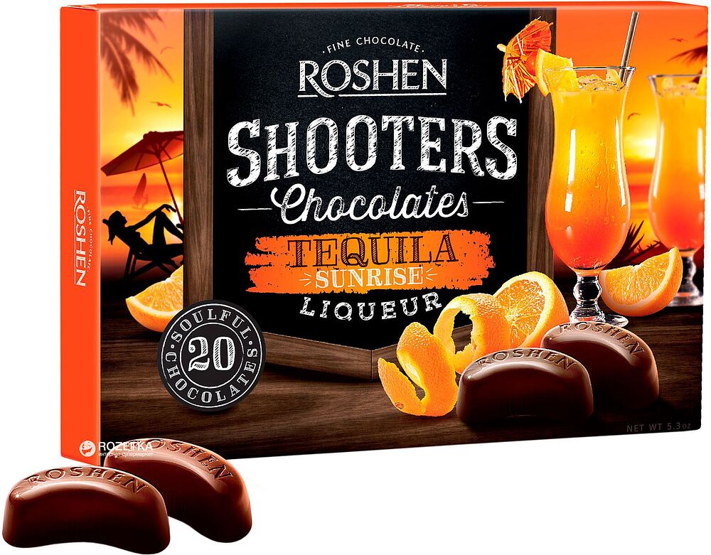 Шоколадные конфеты "Roshen Shooters Tequila Sunrise" 150г