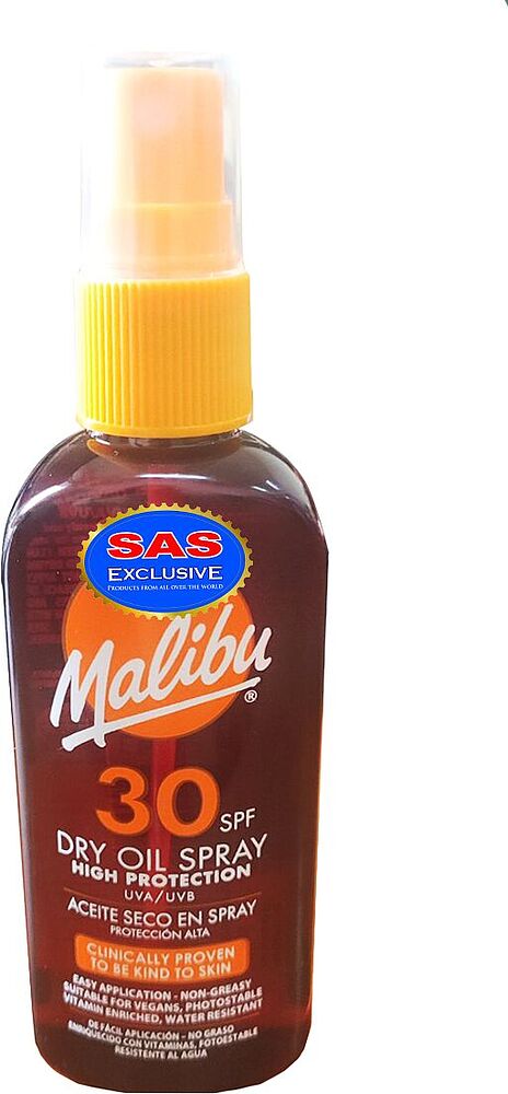 Масло-спрей для загара "Malibu Dry Oil Spray 30 SPF" 100мл