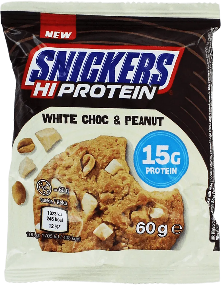 Protein cookie with white chocolate & peanuts "Snickers Hi Protein White Choc & Peanut" 60g