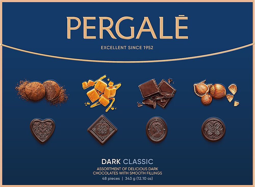 Chocolate candies collection "Pergale Dark Classic" 343g