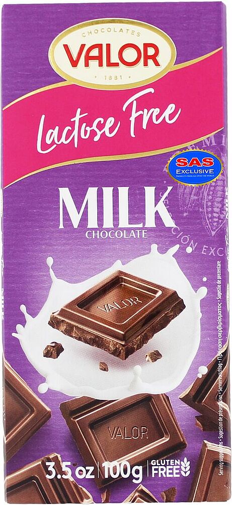 Шоколадная плитка молочная "Valor" 100г