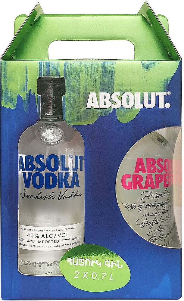 Vodka set "Absolut" 2×0.7l