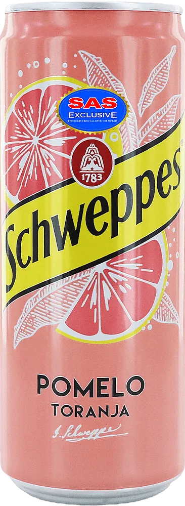 Освежающий газированный напиток со вкусом грейпфрута "Schweppes Pomelo Toranja" 330мл