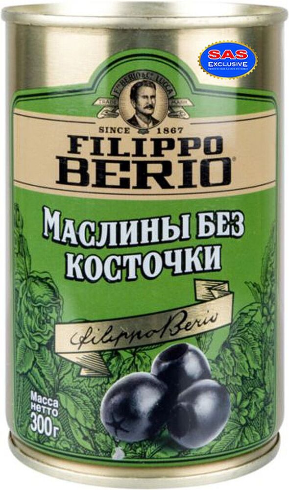 Оливки черные без косточки "Filippo Berio" 300г