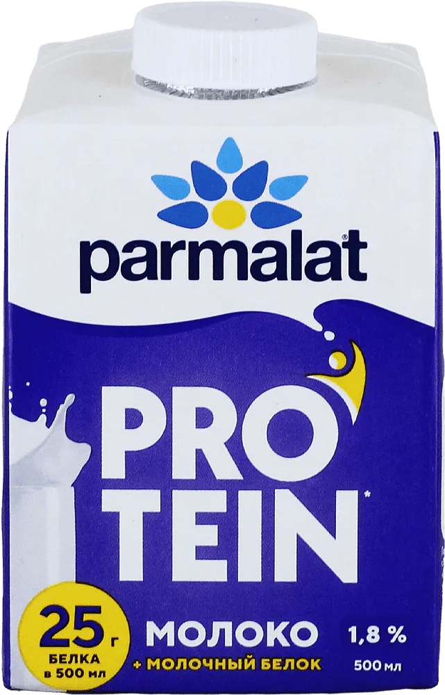 Կաթ առանց լակտոզայի «Parmalat Protein» 0.5լ, յուղայնությունը՝ 1․8%
