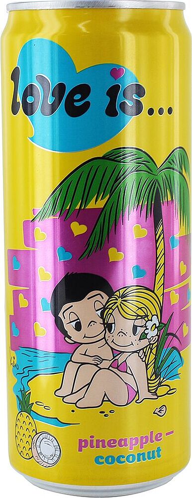 Refreshing carbonated drink "Love is" 0.33ml Pineapple & coconut