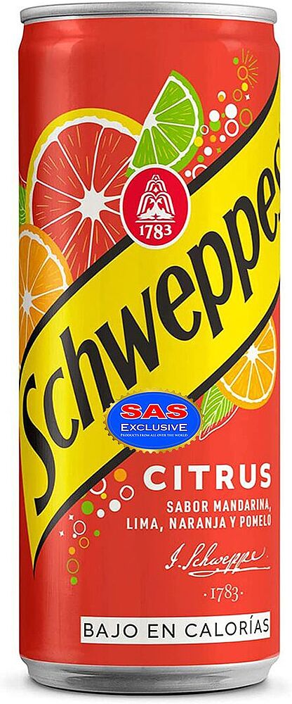 Освежающий газированный напиток "Schweppes" 0.33л Цитрусовый