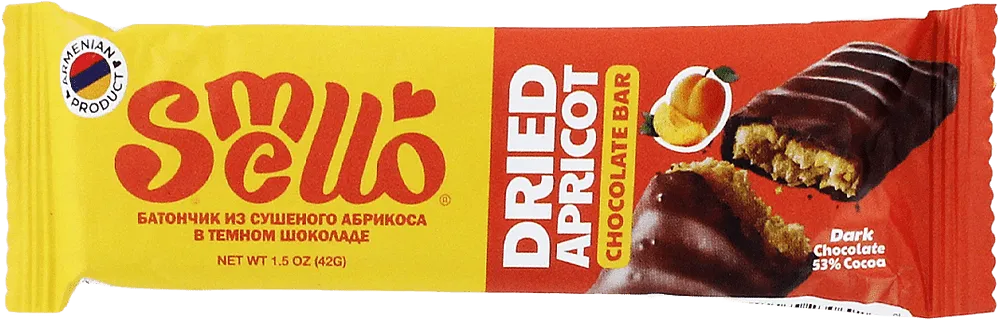 Chocolate bar with dried apricot filling "Smello" 42g
