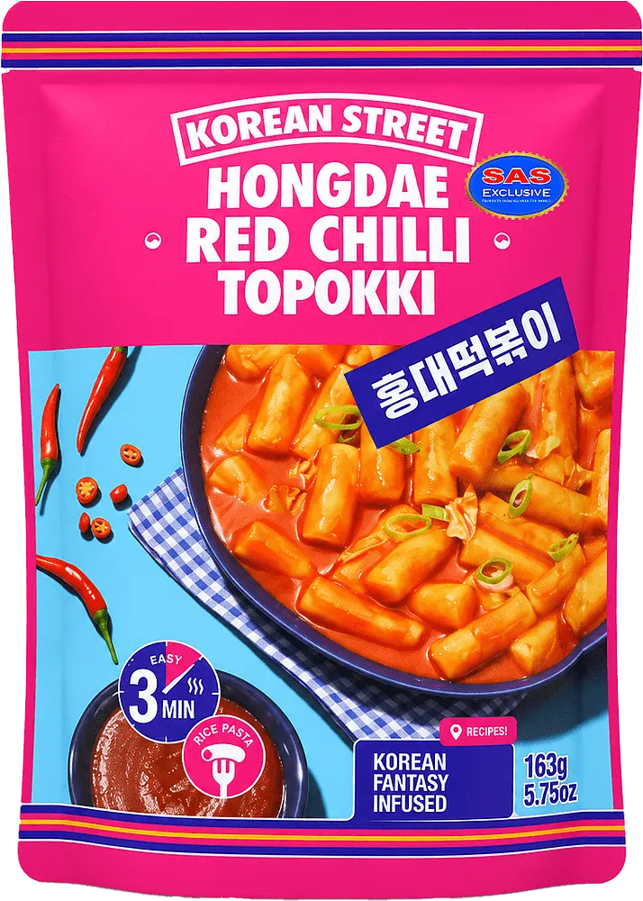 Բրնձի մակարոն «Korean Street Hongdae Red Chilli Topokki» 163գ
