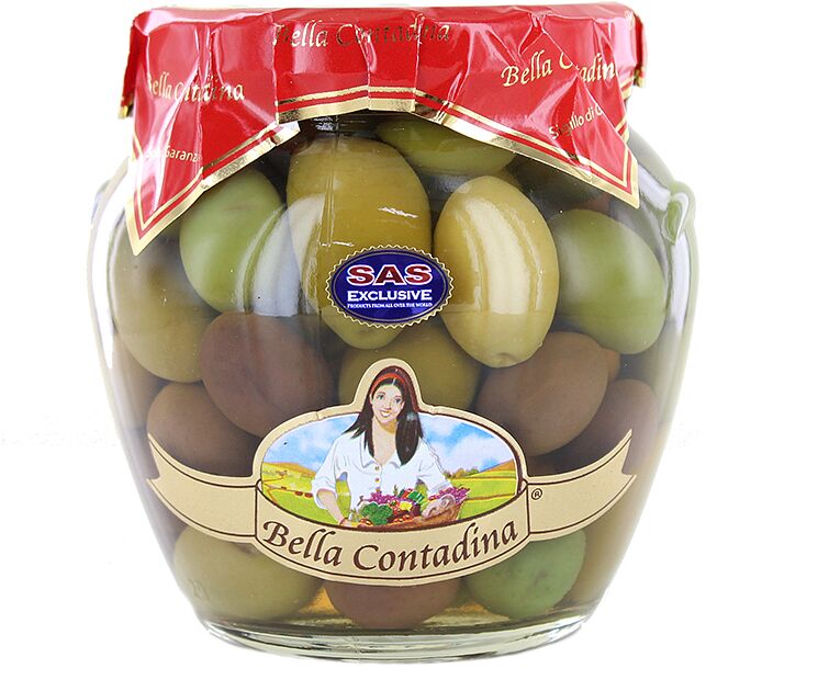Оливки смешанные с косточкой "Bella Contadina" 580мл