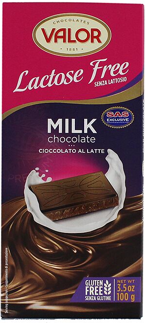 Շոկոլադե սալիկ կաթնային «Valor» 100գ