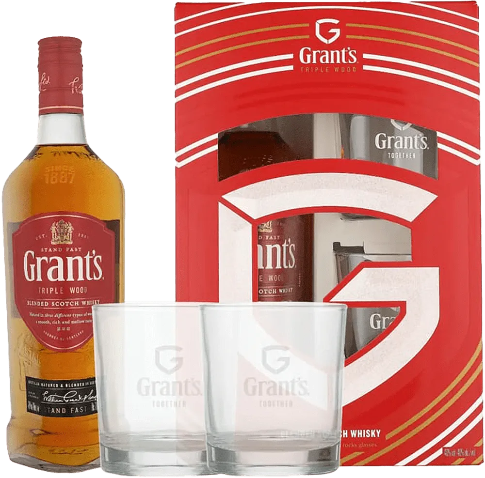 Վիսկի և բաժակ «Grant's Triple Wood» 3 հատ