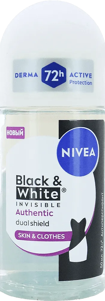 Հակաքրտինքային միջոց գնդիկով «Nivea Black & White Invisible Authentic» 50մլ
