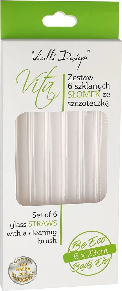 Glass drinking straws "Vialli" 6pcs
