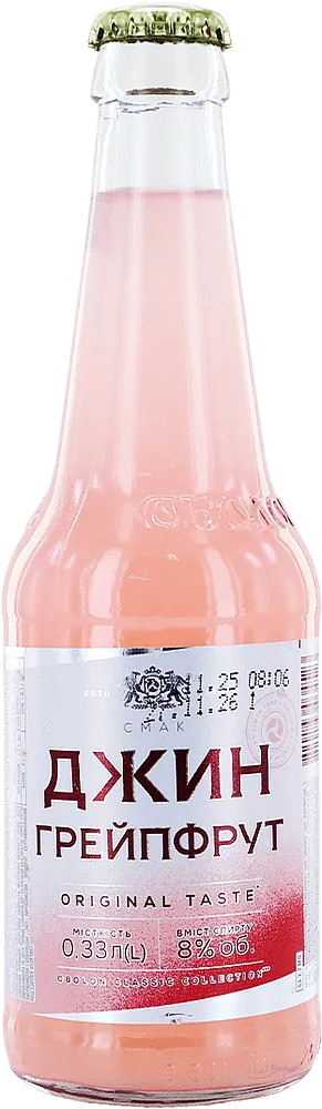 Light alcoholic grapefruit flavored drink "Obolon Smak Gin Grapefruit" 0.33l
