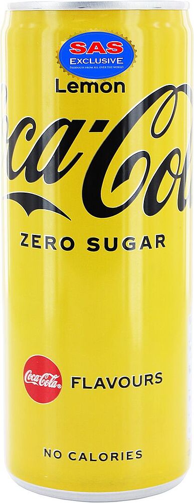 Освежающий газированный напиток "Coca Cola Zero" 0.25л Лимон 
 