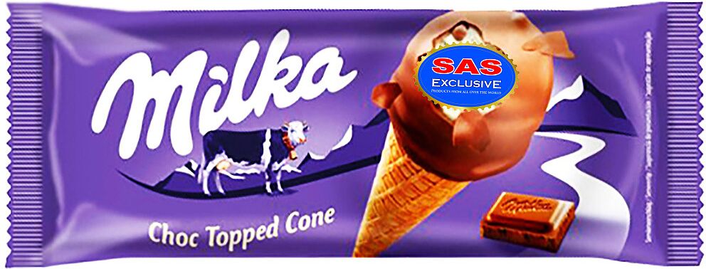 Мороженое ванильное "Milka Choc Topped Cone" 72г