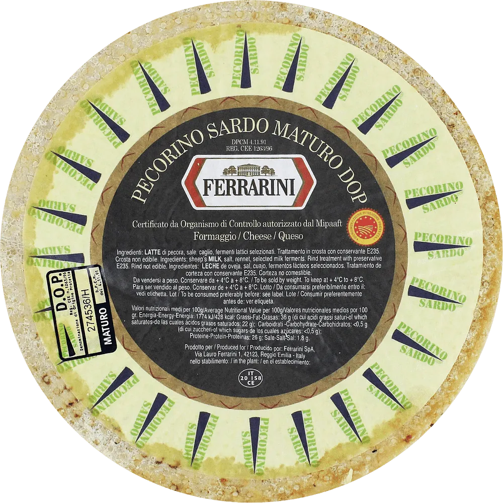 Pecorino cheese "Ferrarini Pecorino Sardo Maturo DOP" 
