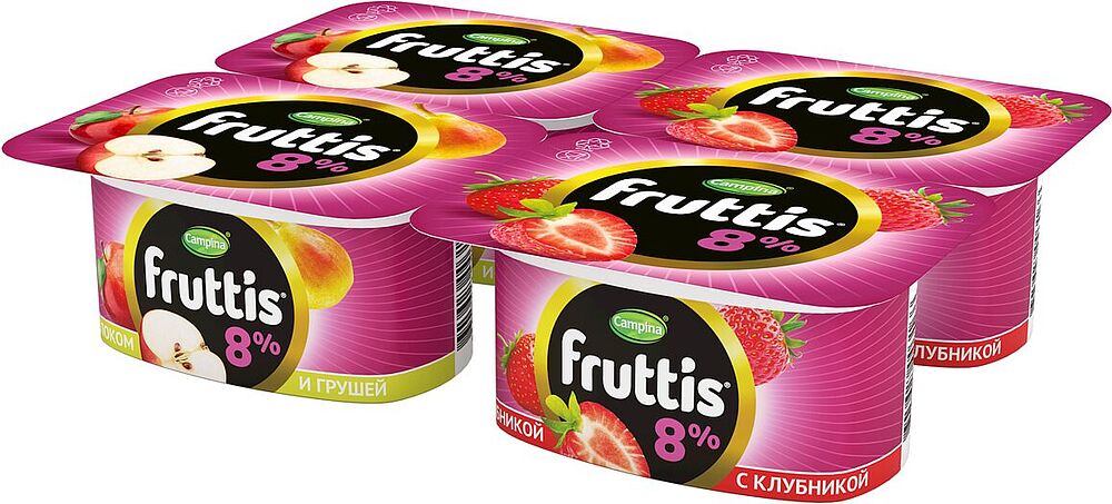 Յոգուրտային արտադրանք ելակով «Campina Fruttis» 115գ, յուղայնությունը` 8%.