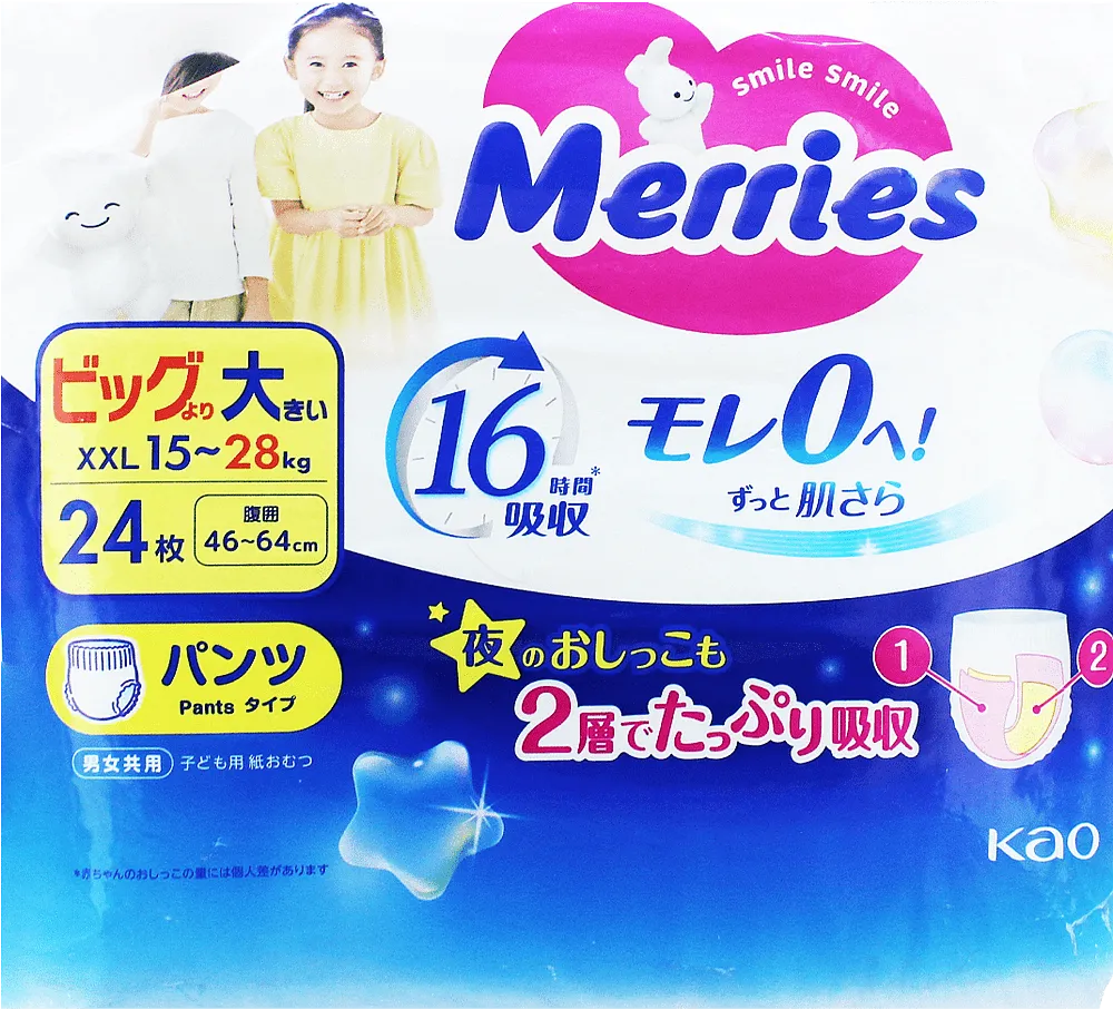 Pants-diapers "Merries XXL" 15-28kg, 24 pcs
