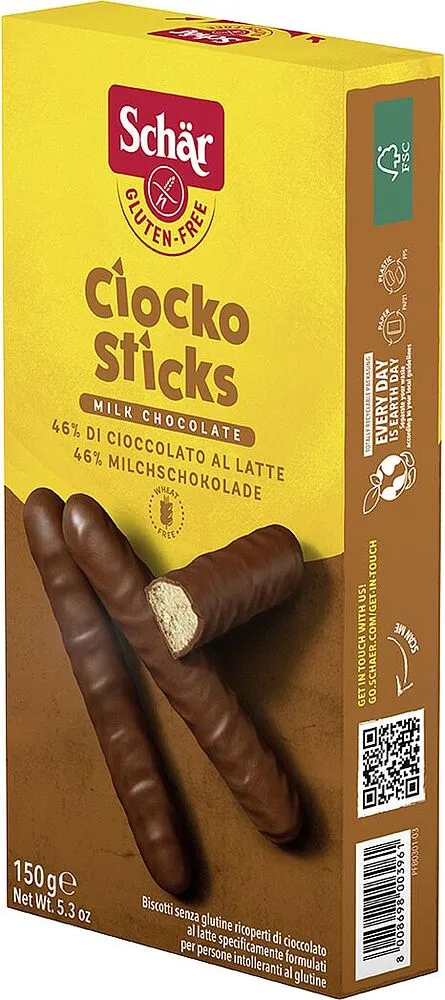 Cookies coated with chocolate "Schar Ciocko Sticks" 150g