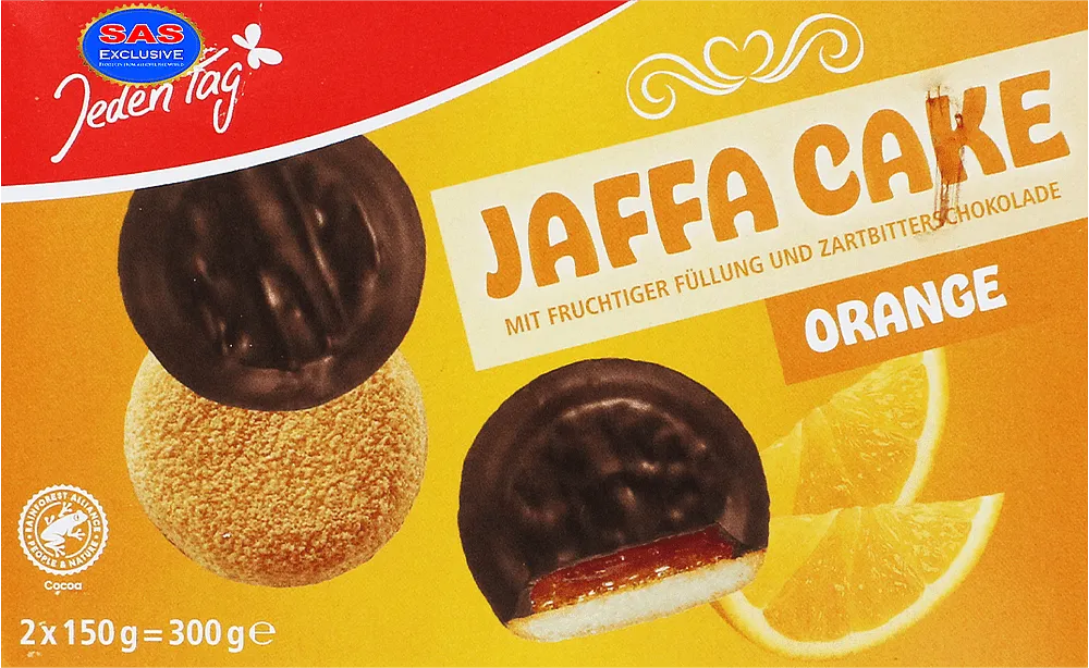Բիսկվիթ շոկոլադով և նարնջի միջուկով «Jeden Tag Jaffa Cake» 2*150գ