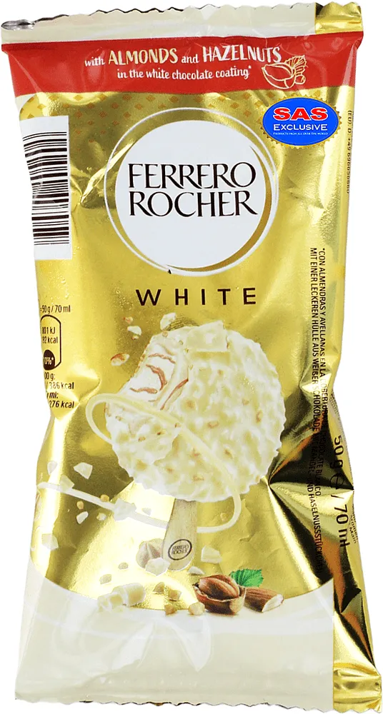 Ice cream with hazelnut flavor and white chocolate "Ferrero Rocher White" 50g
