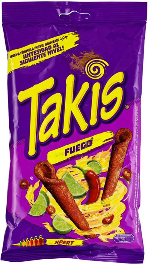 Lime & chilli flavored chips "Takis Fuego" 100g 
