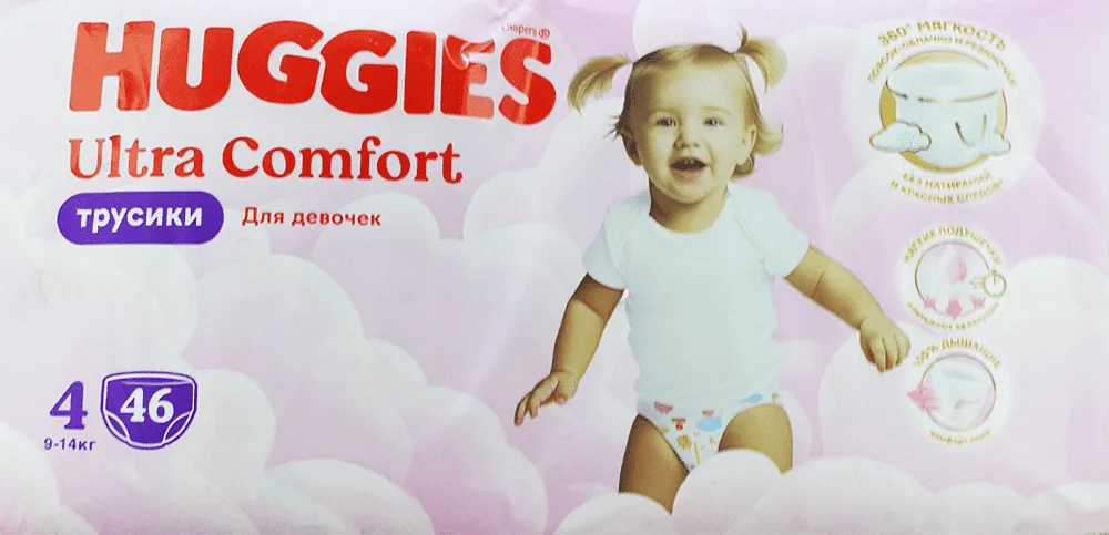 Pants-diapers "Huggies Ultra Comfort N4" 9-14kg, 46 pcs
