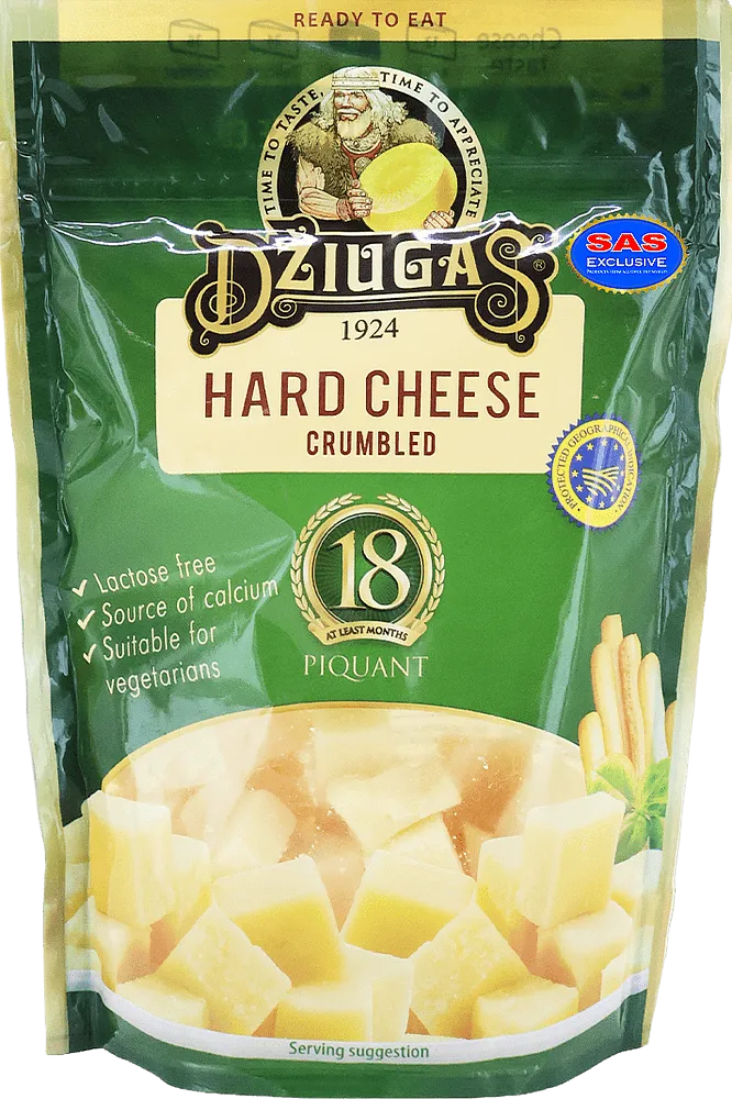 Hard cheese "Dziugas Crumbled Piquant" 100g
