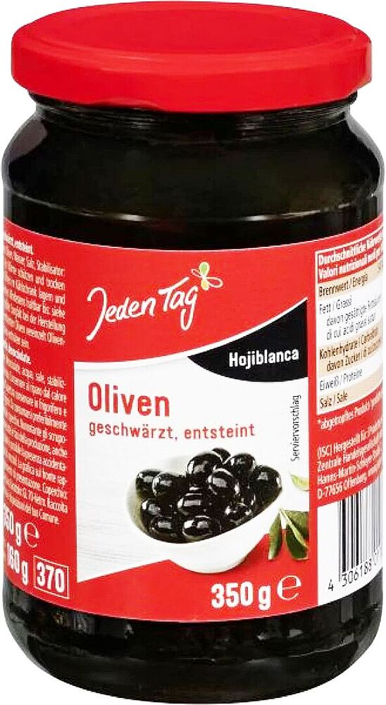Black pitted olives "Jeden Tag" 350g
